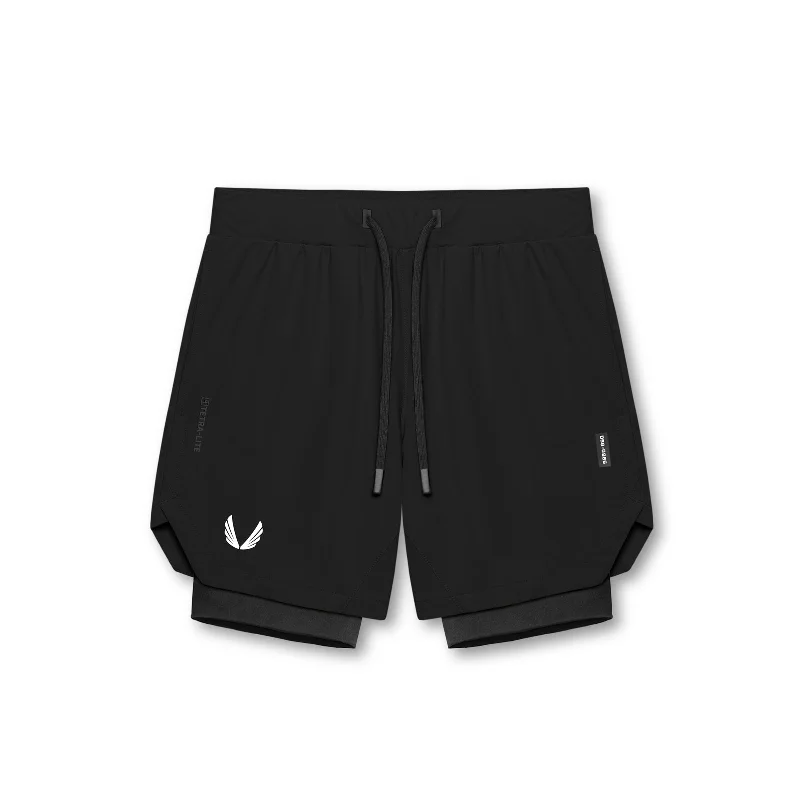 0866. Tetra-Lite™ 7"" Liner Short - Black/Black/ White ""Wings""