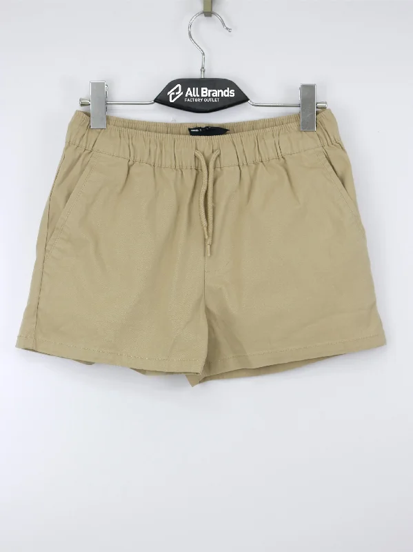 Men's Plain Solid Mini Pull On Short,Beige