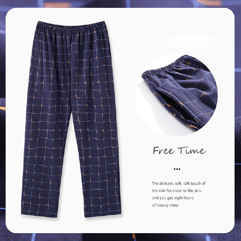 Bonsir Casual Plaid Pants 4XL Sleepwear Men's Pajama Pants Spring Summer Cotton Trousers for Men Pajamas Male Comfortable Home PJ Pants