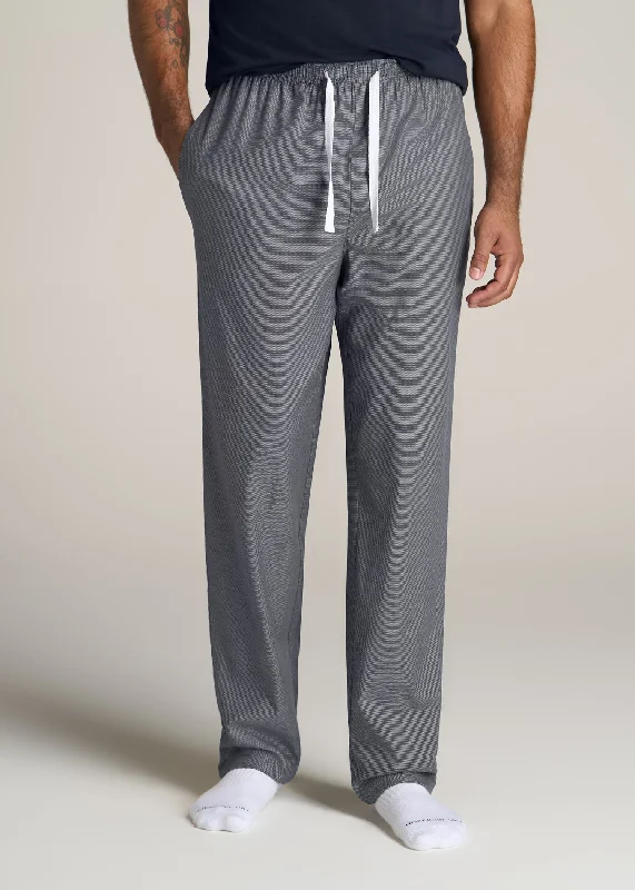 Woven Pajama Pants for Tall Men in Grey Pin Dot