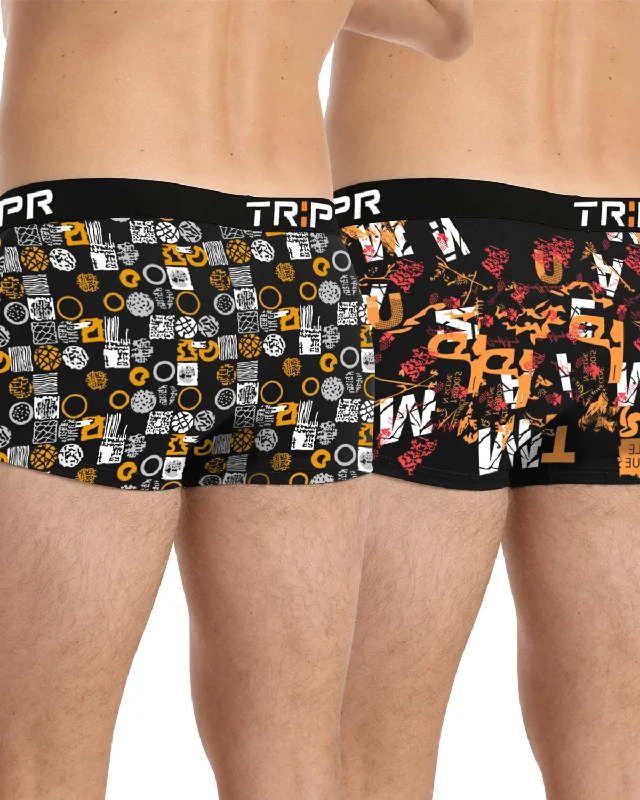 (Pack of 2) Men Printed Multicolor Trunks