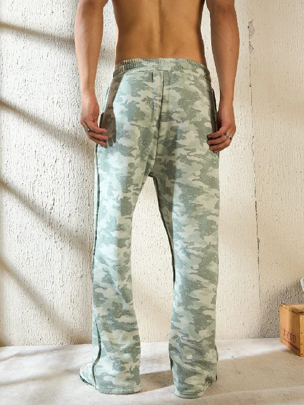 Light Camo Front Slit Relaxed Fit Trackpants