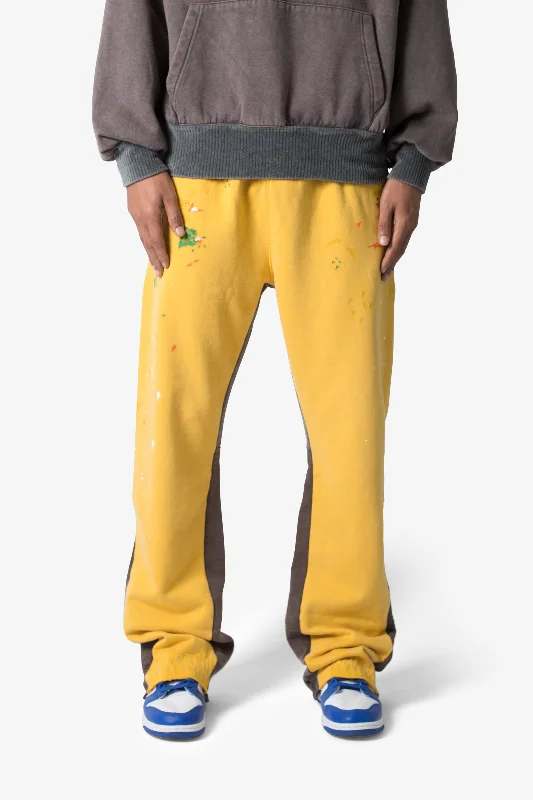 Contrast Bootcut Sweatpants - Yellow