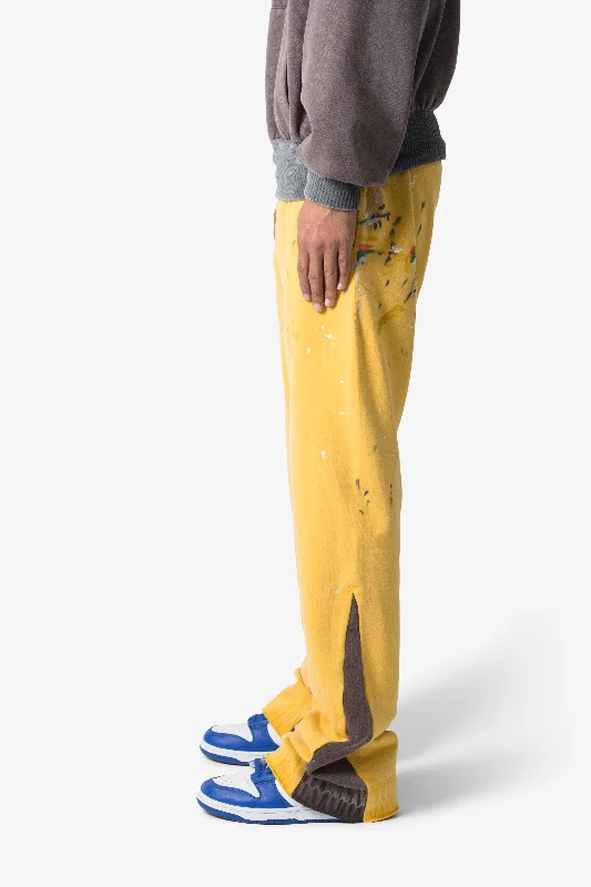 Contrast Bootcut Sweatpants - Yellow