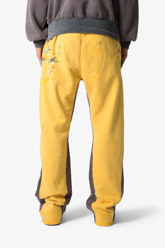 Contrast Bootcut Sweatpants - Yellow