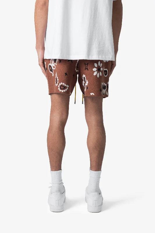 Paisley Knit Shorts - Brown