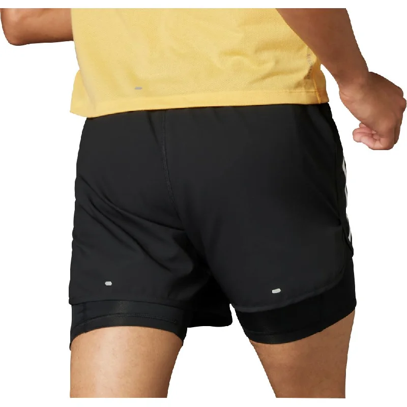 adidas Own The Run 3 Stripes 2 In 1 Mens Running Shorts - Black