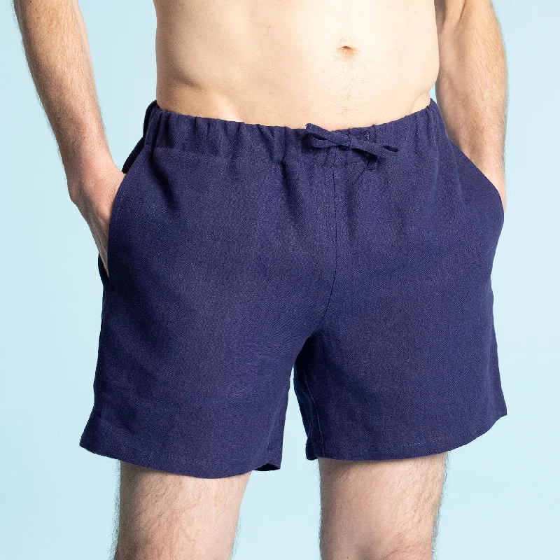 HYDE PARK 100% Organic Linen Lined Beach / Running / Gym Shorts (Organic Elastic Option; 2 Side Pockets; Unisex)