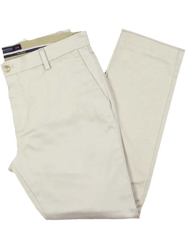 Mens Solid Cotton Khaki Pants