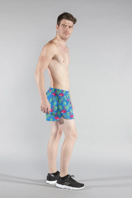 Men's 3"" Half Split Shorts- Flamingo Turquoise