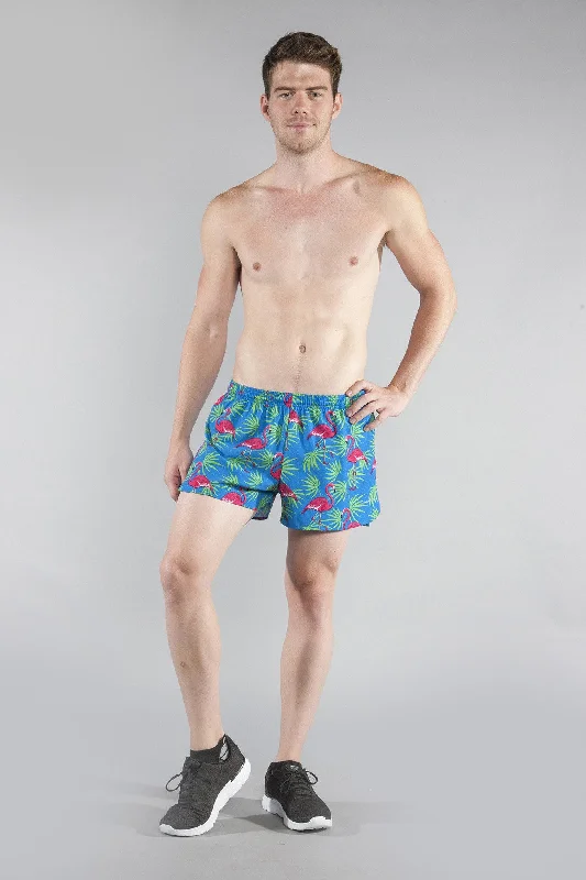 Men's 3"" Half Split Shorts- Flamingo Turquoise