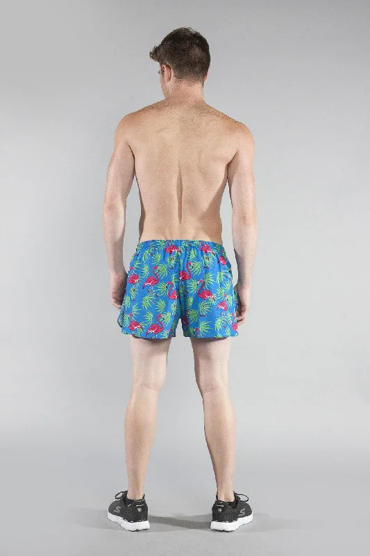 Men's 3"" Half Split Shorts- Flamingo Turquoise