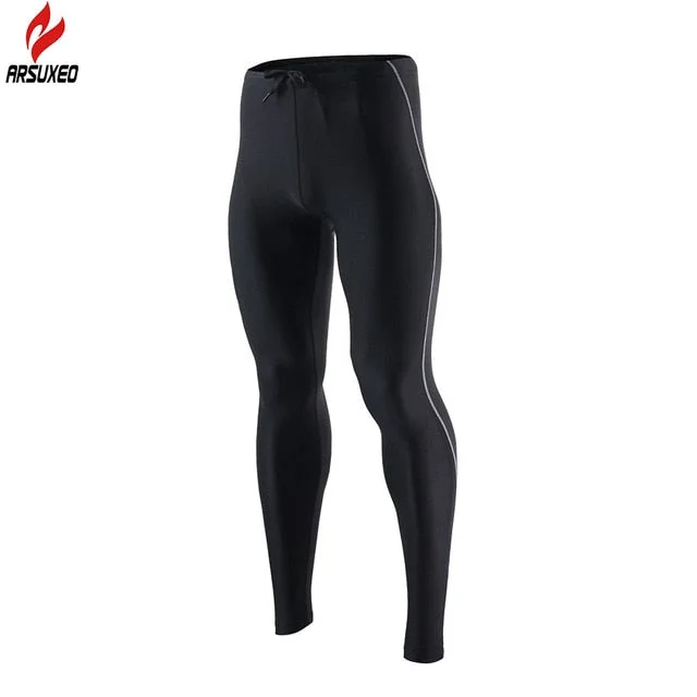 ARSUXEO  Men's Spring Autumn Compression Running Tights  Elastic Pants Fitness Workout GYM Reflective Pants 9013