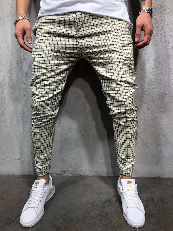 Cream Side Striped Casual Jogger Pant A146 Streetwear Jogger Pants