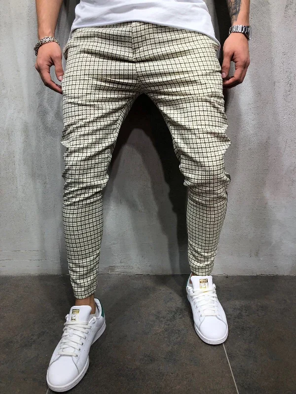 Cream Side Striped Casual Jogger Pant A146 Streetwear Jogger Pants