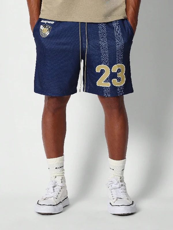 Drop Crotch Football Short With Front Number Print