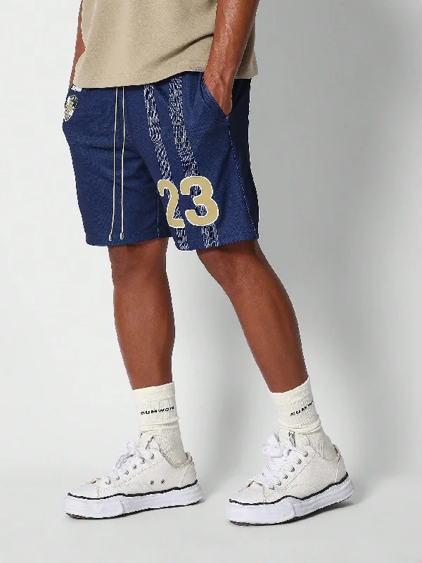 Drop Crotch Football Short With Front Number Print