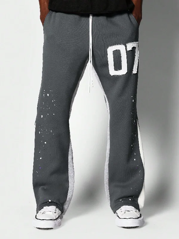 Flare Fit Paint Print Jogger With Number Applique College Ready