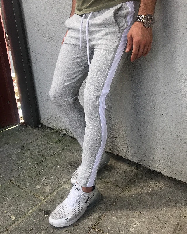 Light Gray Side Striped Jogger Pant HB16 Streetwear Jogger Pants