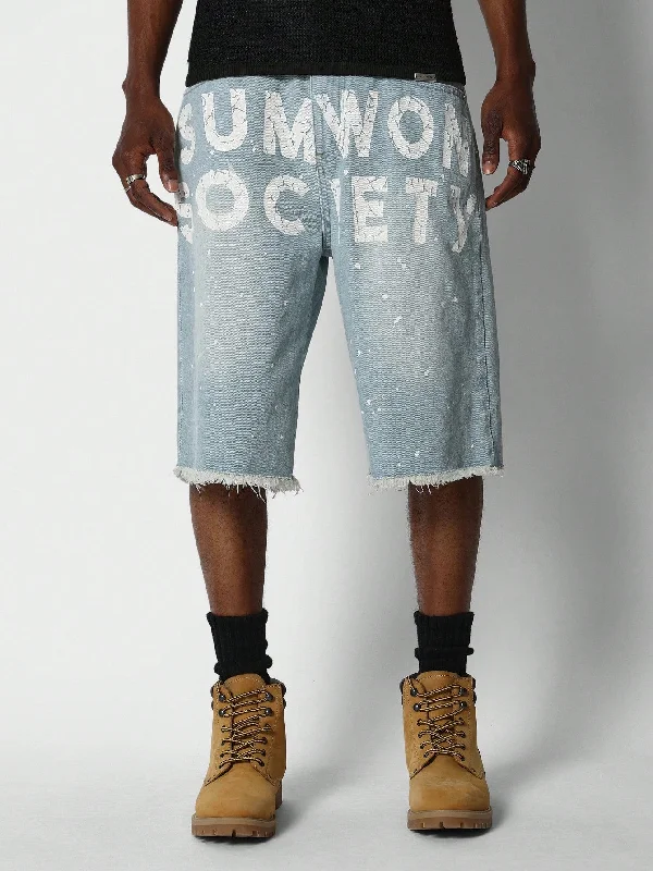 Raw Hem Denim Jort With Front Graphic