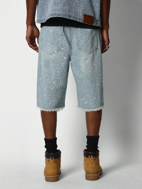 Raw Hem Denim Jort With Front Graphic