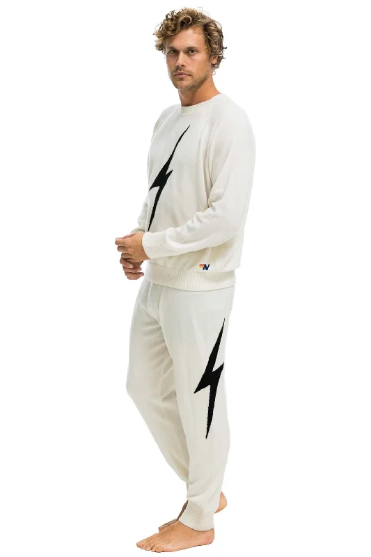 MEN'S BOLT CASHMERE LIGHT SWEATER PANT	- VINTAGE WHITE // BLACK BOLT