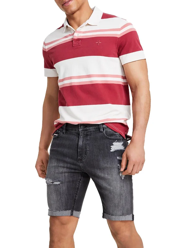 Mens Distressed Denim Denim Shorts