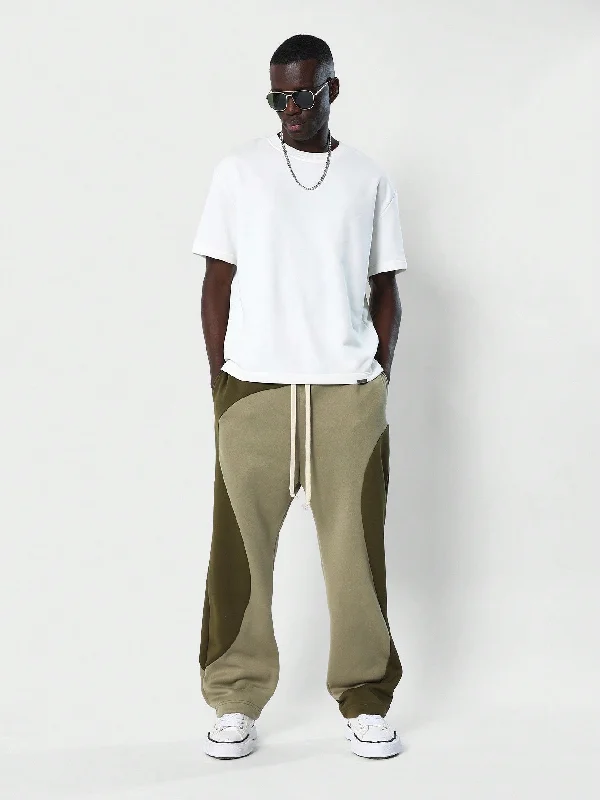 Straight Fit Colour Block Curved Panel Jogger