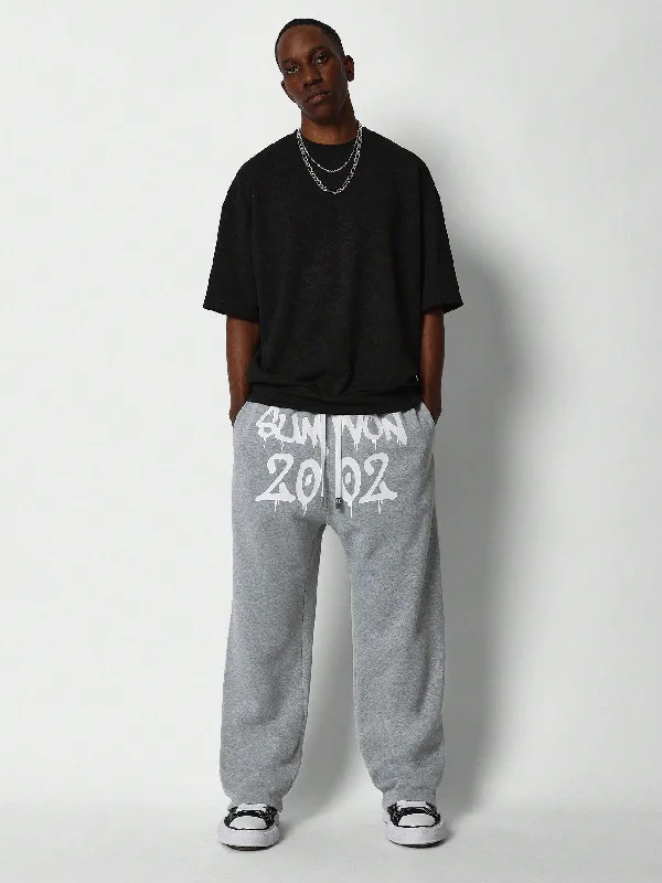 Straight Fit Drop Crotch Jogger Pants With Front Graphic