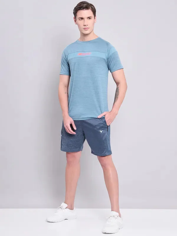 Men Melange Slim Fit Shorts with TECHNO DRY