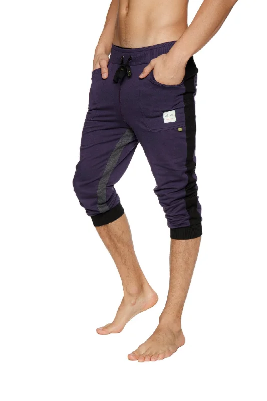 Ultra-Flex Tri-color Cuffed Yoga Pant (Eggplant w/Black & Charcoal)