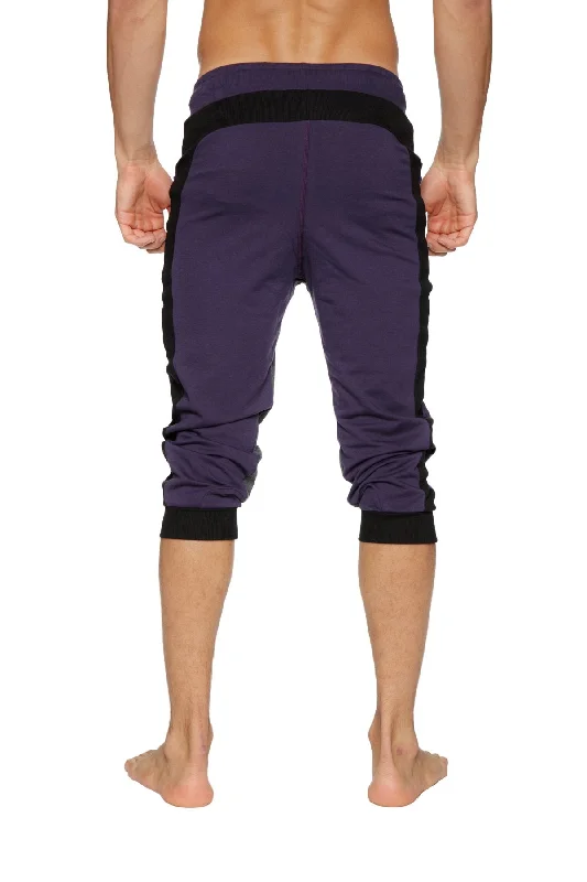 Ultra-Flex Tri-color Cuffed Yoga Pant (Eggplant w/Black & Charcoal)