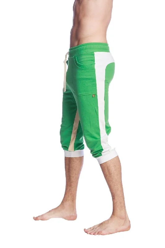 Ultra-Flex Tri-color Cuffed Yoga Pant (Green w/White & Sand)