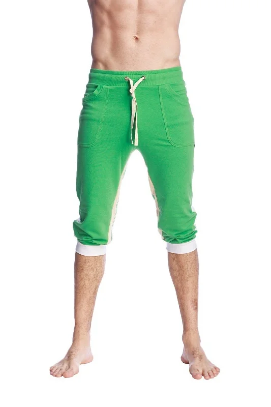 Ultra-Flex Tri-color Cuffed Yoga Pant (Green w/White & Sand)