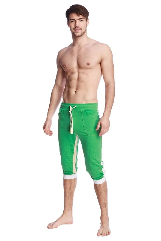 Ultra-Flex Tri-color Cuffed Yoga Pant (Green w/White & Sand)