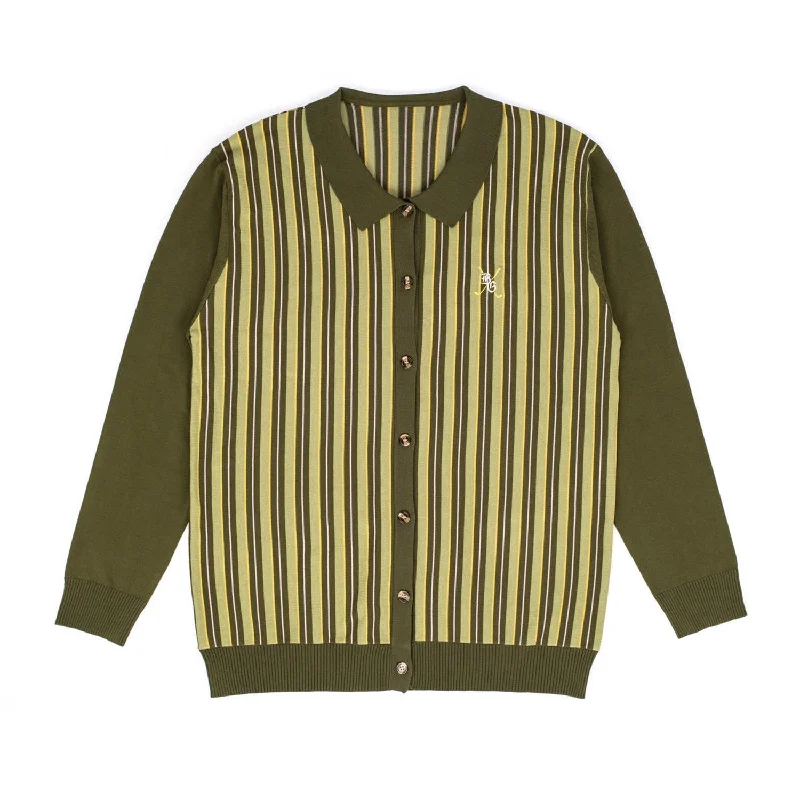 Barstool Golf Vintage Logo Striped Cardigan