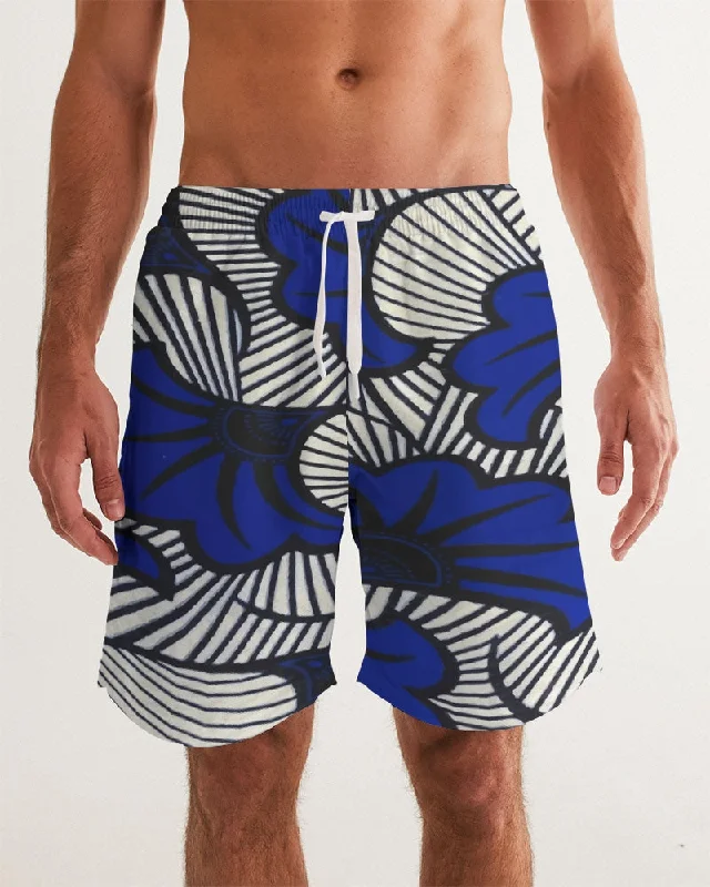 AKH African Fleurs Bleues Men's Swim Trunk