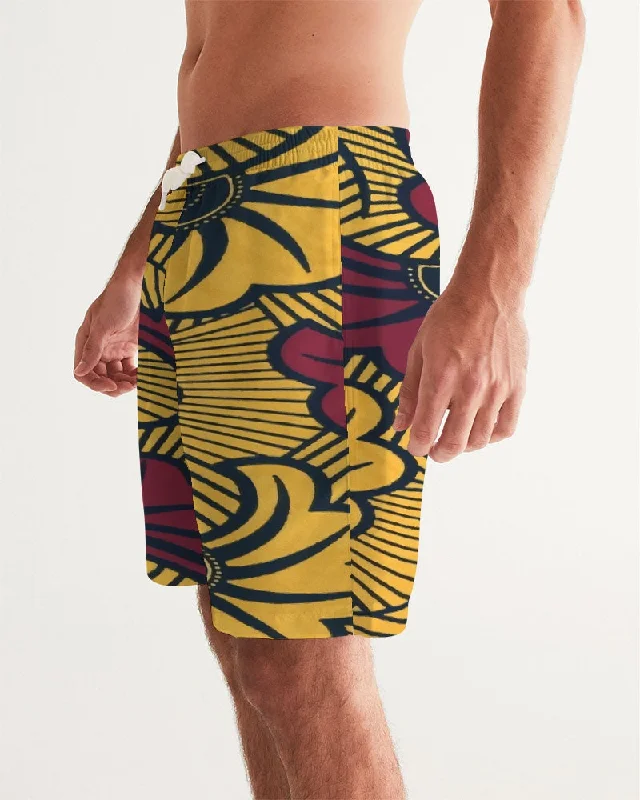 AKH African Fleurs Rouges Men's Swim Trunk