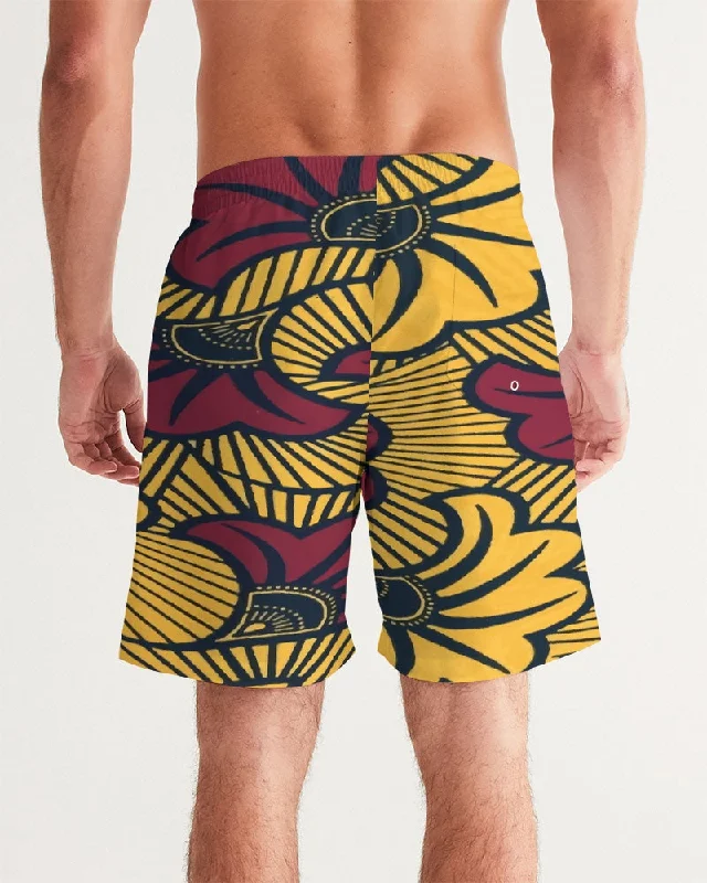 AKH African Fleurs Rouges Men's Swim Trunk