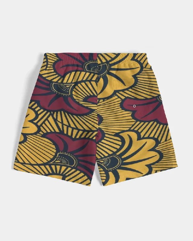 AKH African Fleurs Rouges Men's Swim Trunk