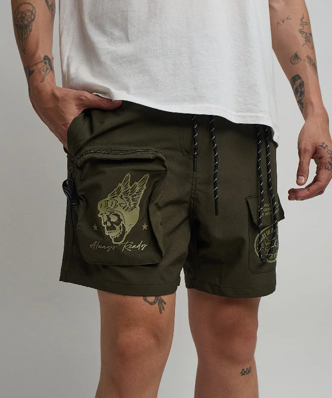 Bridges Utility Cargo Stretch Tech Nylon Shorts - Green