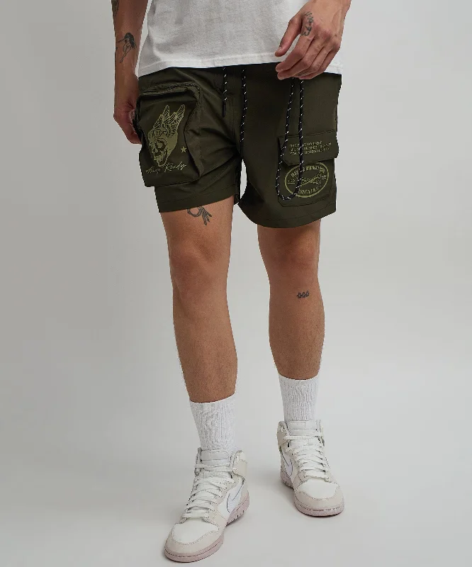 Bridges Utility Cargo Stretch Tech Nylon Shorts - Green