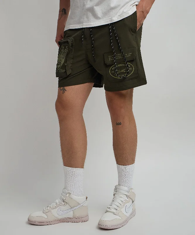 Bridges Utility Cargo Stretch Tech Nylon Shorts - Green