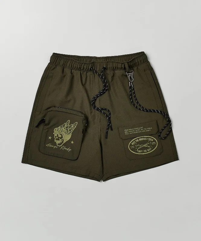 Bridges Utility Cargo Stretch Tech Nylon Shorts - Green