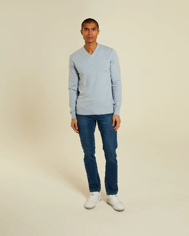 Tony V Neck Buoy Blue Marl