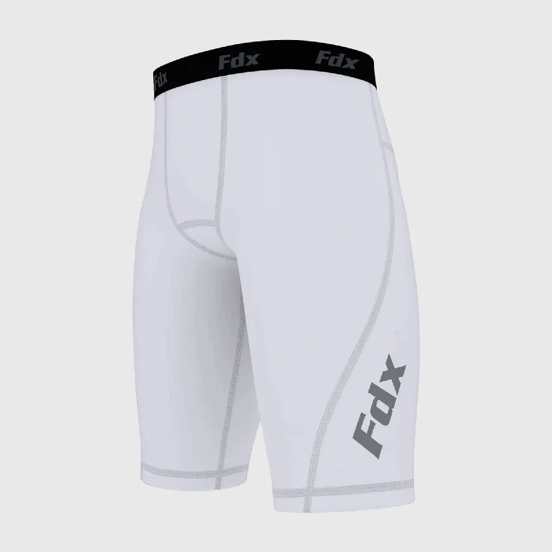 Fdx Men's & Boy's White Compression Shorts Skin Tight Gym Pants