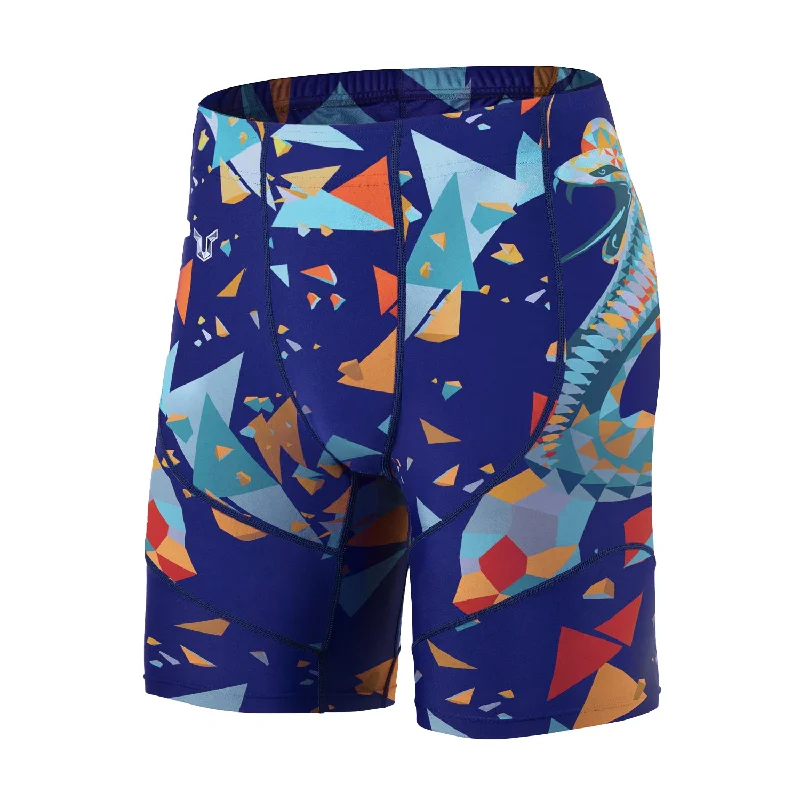 Classic UPF50+ Mens Jammer & Compression Shorts Base Layers  - Blue Snake Style