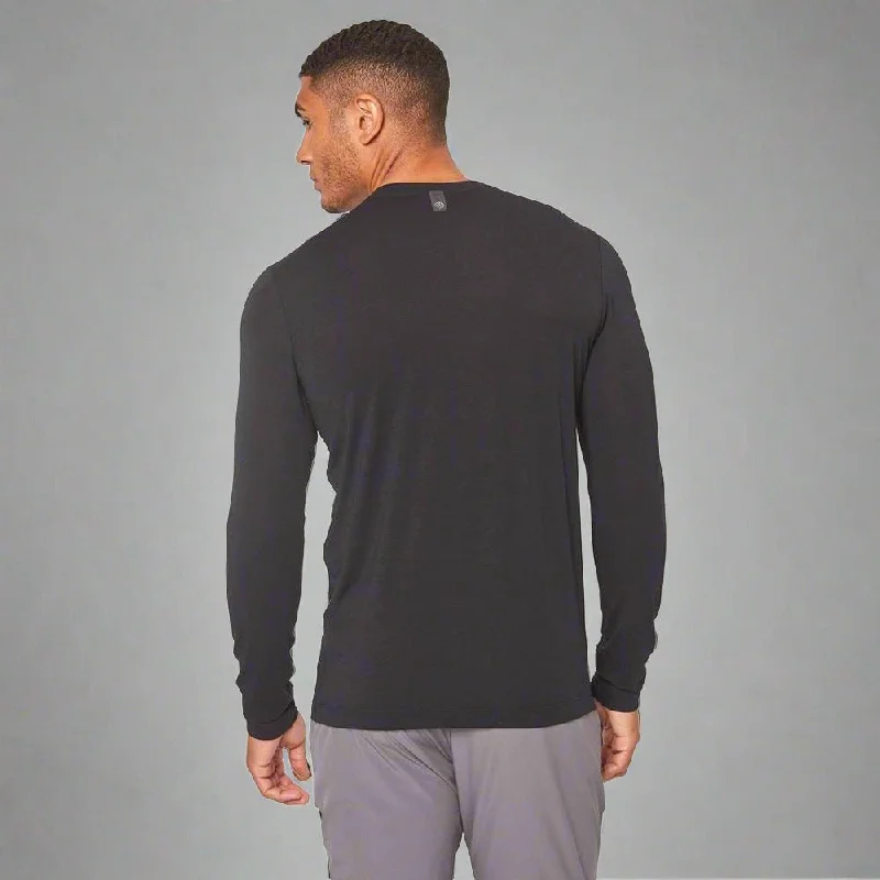 Mens Dynamic Long Sleeve Crew Neck Tee - Black