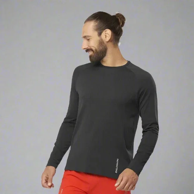 Mens SENSE AERO SEAMLESS Long Sleeve T-Shirt - Deep Black