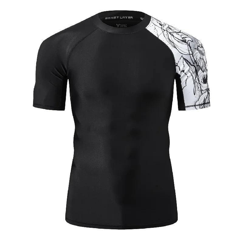 Men's Splice UV Sun Protection UPF 50+ Skins Rash Guard Short Sleeves